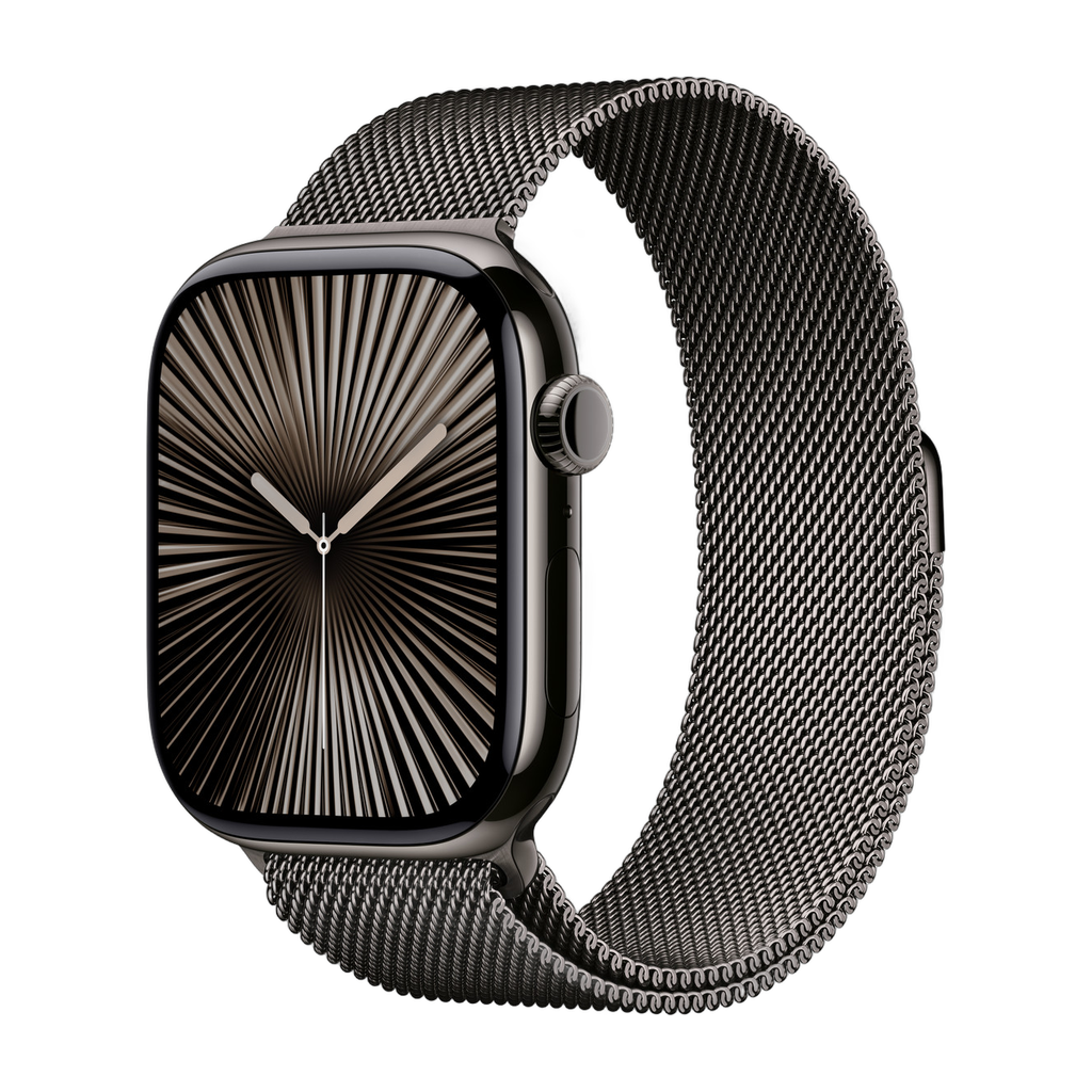 [195949896507] Apple Watch - Series 10 - 46mm - Bracelet Milanais - Cellulaire (Titan noir)